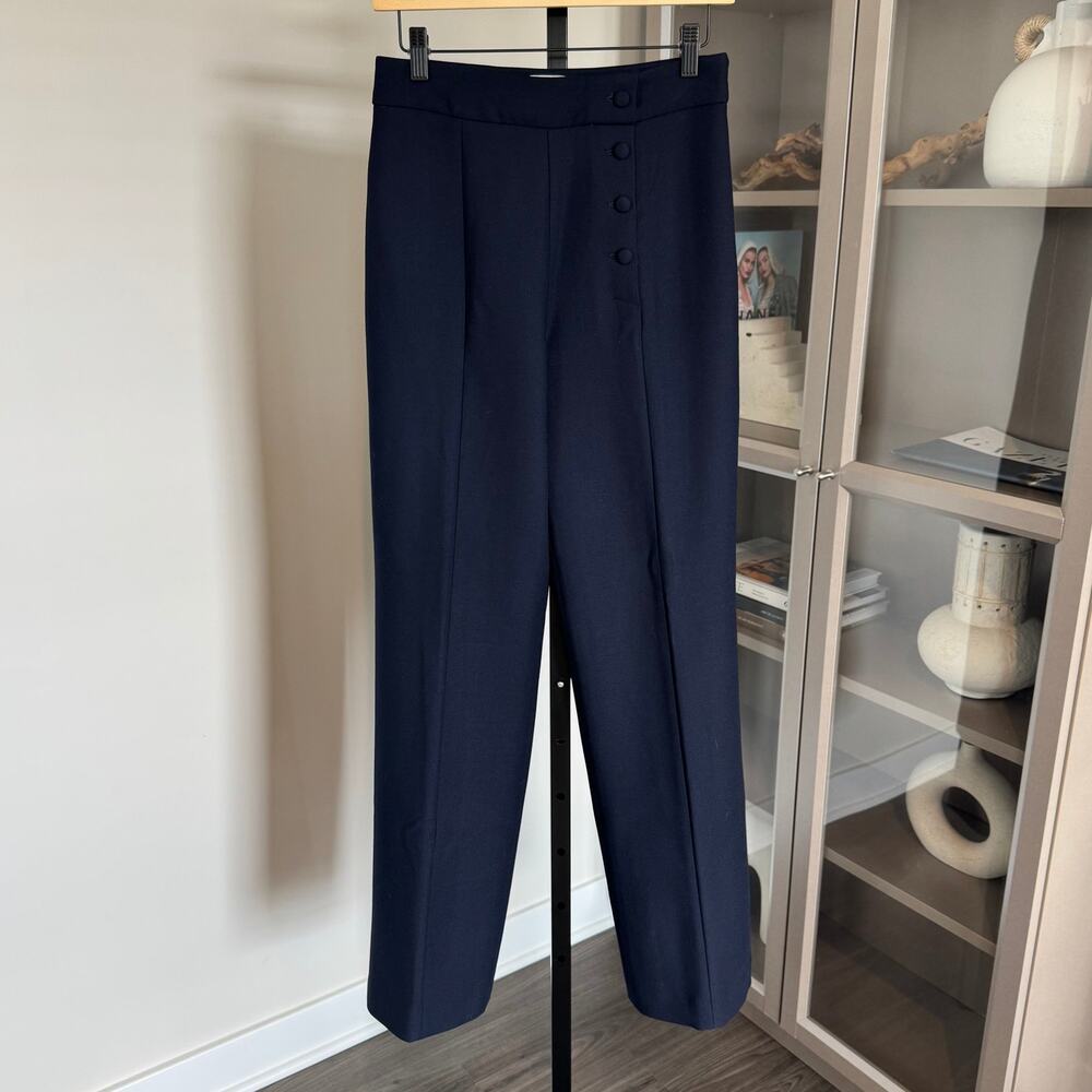 Sezane Navy Straight Leg Pants